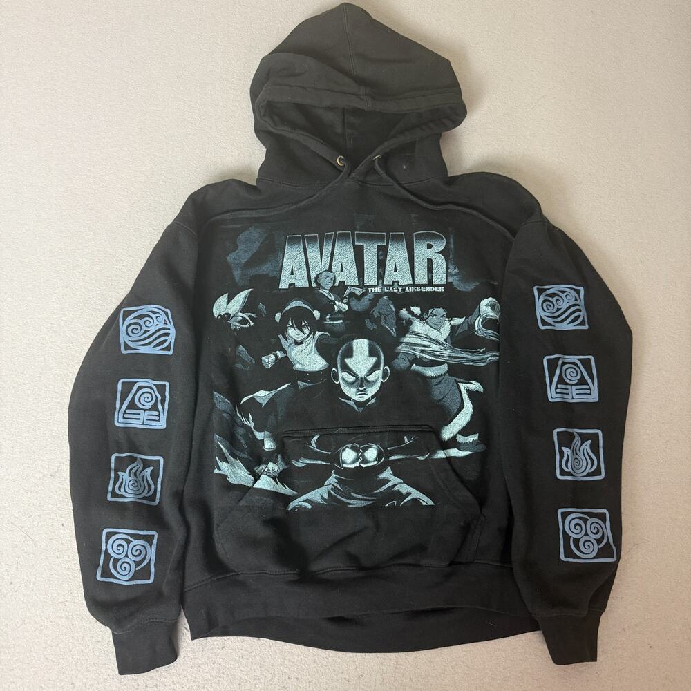 Avatar The Last Airbender Hoodie Adult Medium Black Blue Graphic Pullover